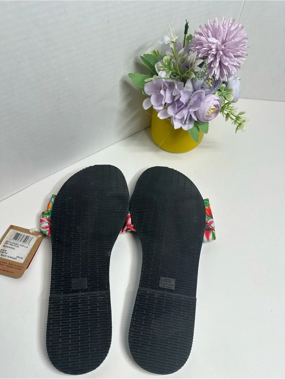 Havaianas Blue Floral Bow Toe-Post Slide Sandals for Women